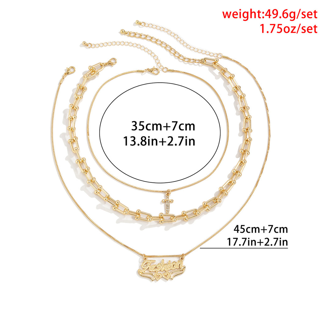 Hip-hop Retro Metal U-shaped Buckle Chain Necklace Women