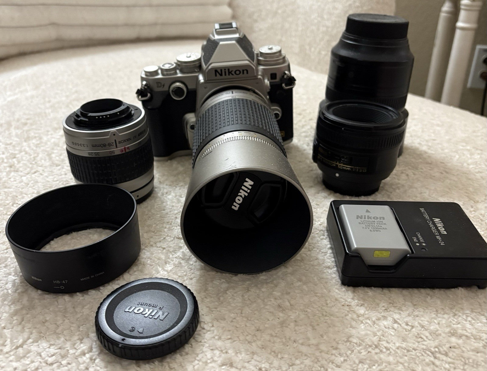 Nikon DF 16.0 MP Digital Camera - Silver, with Four Lenses